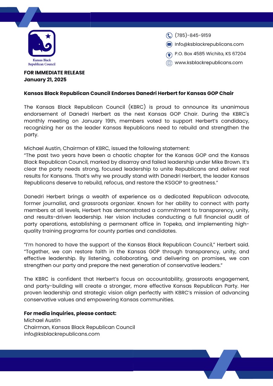 KBRC Endorses Danedri Herbert for Kansas GOP Chair